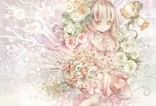 blondes women dress flowers long hair bubbles smiling gold eyes Art HD Wallpaper